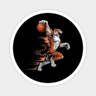 Funny Tiger With Basketball Tiger Playing Basketball Magnet
